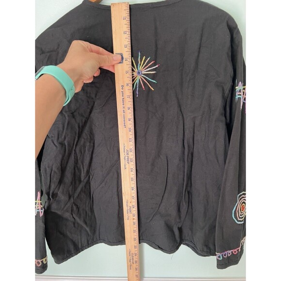 New Direction Jacket Womens S Black Embroidered Beaded Art to Wear Artsy Casual - Picture 5 of 7